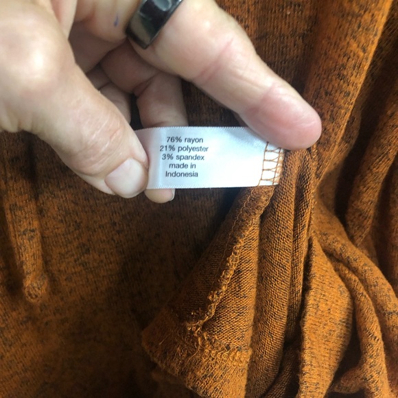 Lane Bryant Cowl Neck Top Drawstring Tweedy Pattern Rust Black Loose Fit - Picture 7 of 9